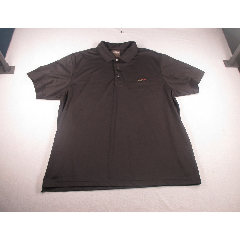 Greg Norman For Tasso Elba Mens L Black Performance Golf Polo Shirt Play Dry